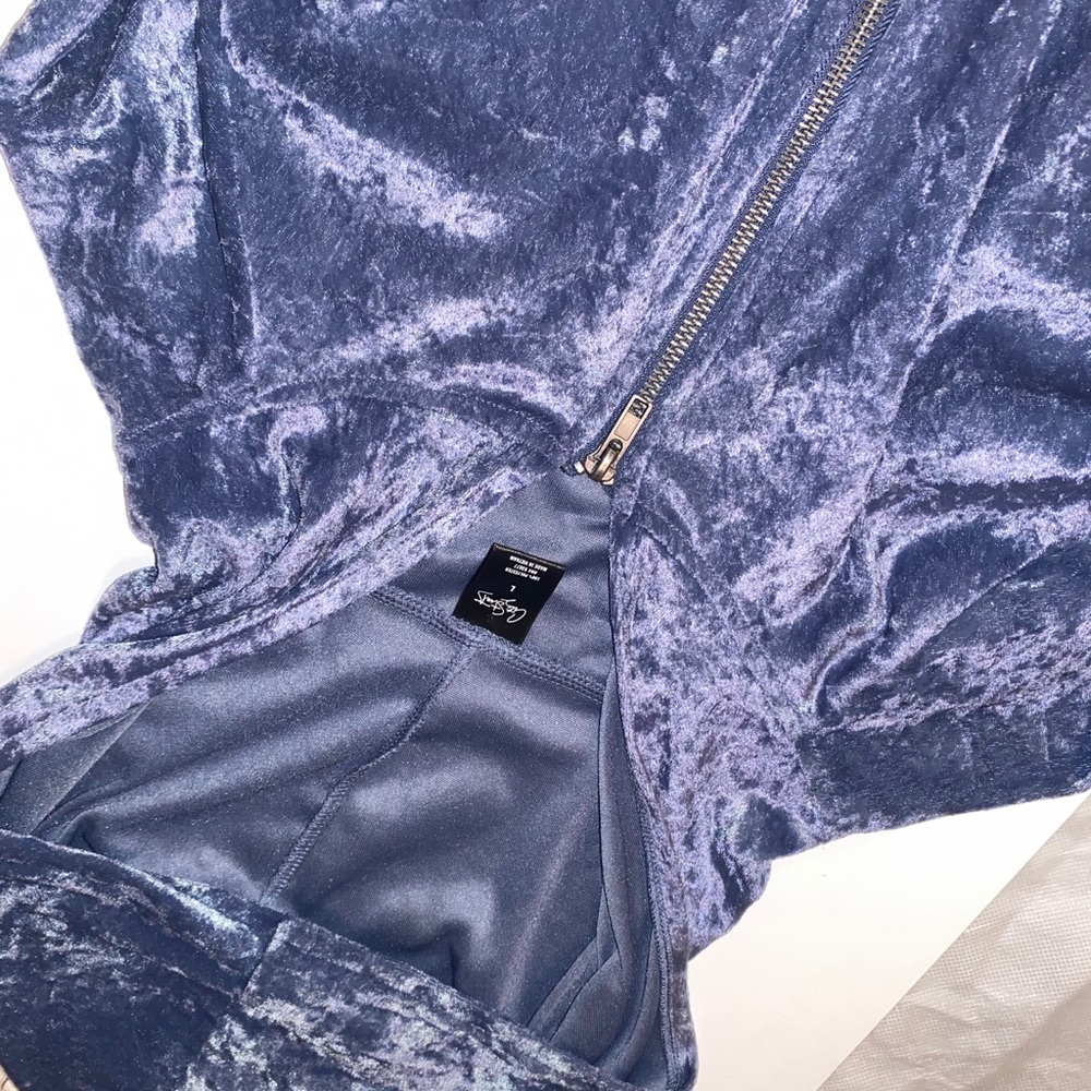 Light Blue Velvet Hoodie